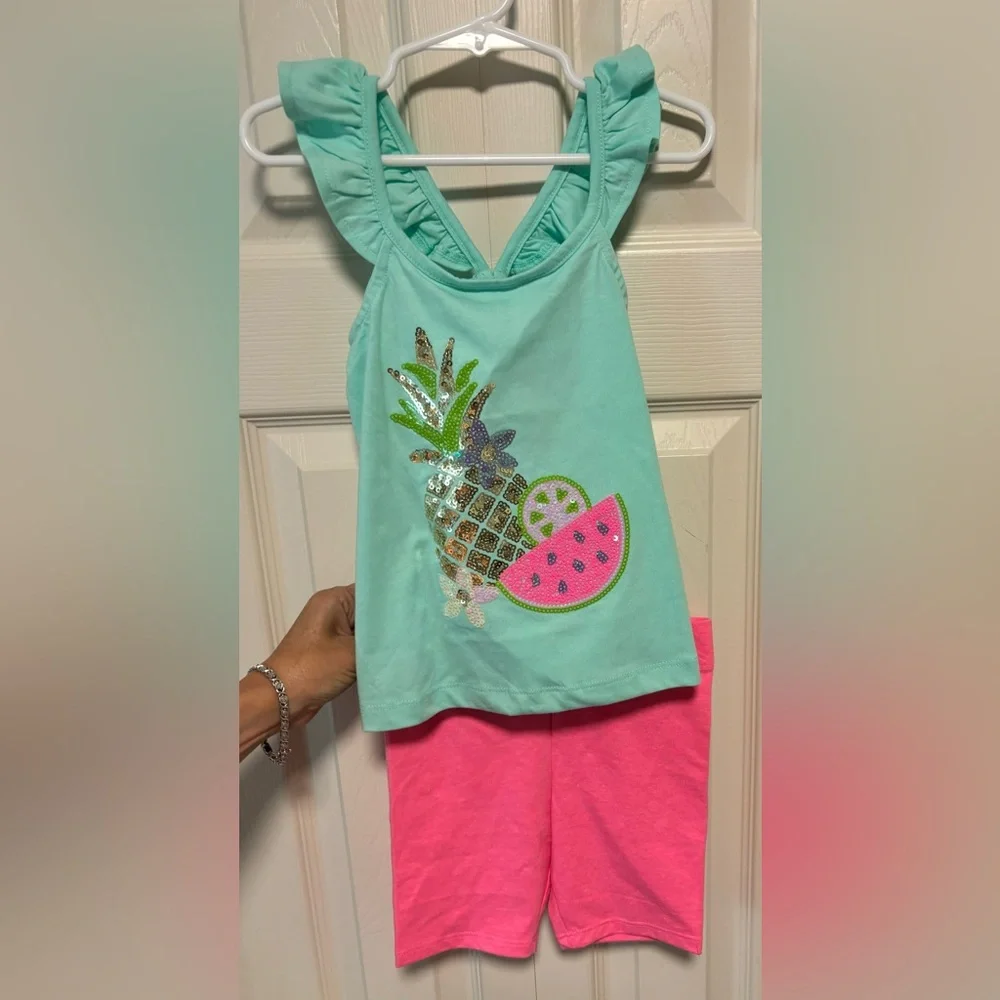NWT Isaac Mizrahi Girls 2 Piece Sequined Fruit Outfit